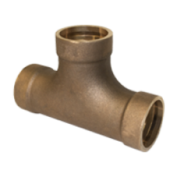Bronze Long Turn Double Sweep Tee Grooved for Brazing Ring - Mil-F-1183 - 400 WOG