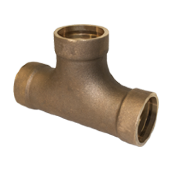 Bronze Long Turn Double Sweep Tee Grooved for Brazing Ring - Mil-F-1183 - 400 WOG